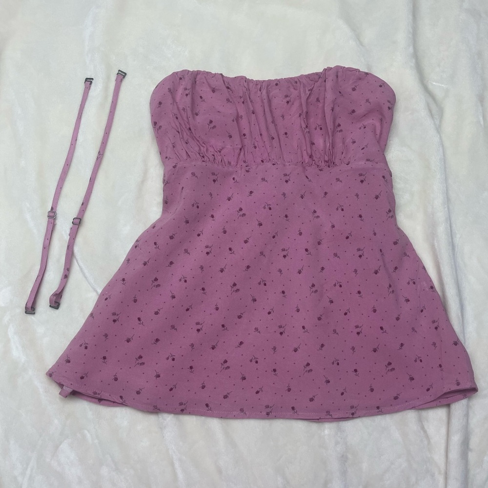 Hollister Pink Floral removable Strapless Top